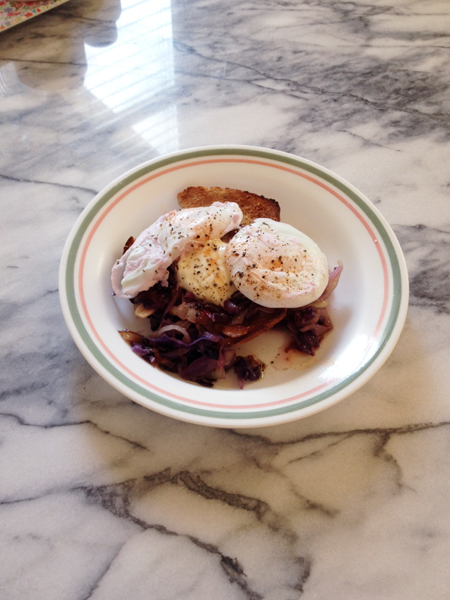I didn't make the poached eggs well, but the dish still came out delicious especially because of the creme fraiche.