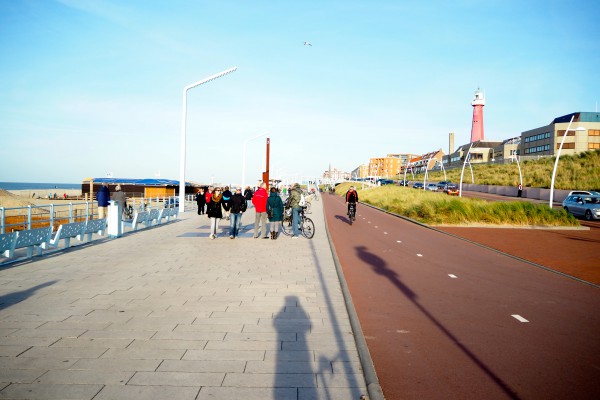 A cycle track on the beach of Scheveningen 