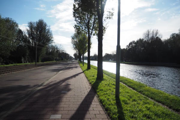 On a cycle track just outside of Leiden