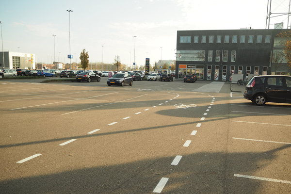 Yep, a parking lot that has a bike lane through it.